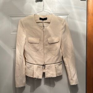 Zara NWT Cream Blazer with Peplum Detail silver hardware size Medium
